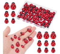 WADORN 160Pcs 3 Sizes Ladybug Resin Flatback Cabochon Beads, Mini Tiny Ladybug Ornaments Micro Resin Embellishment Charms Pendants with Hole for DIY Crafts Wreath Phone Case Scrapbooking Nail Cloth