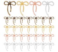 WADORN 160Pcs 4 Colors Bowknot Charms, Tibetan Bow Dangle Pendants Alloy Bow Tie Charms Bulk Bowknot Connector Charm for Jewelry Making Bracelet Necklace Earrings DIY Crafts Accessories