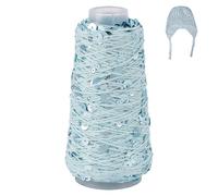 WADORN 164 Yards Cotton Sequin Yarn, Blue Shimmering Sequin Thread Yarn Sparkling Thread Strings with Metallic Shine for DIY Crocheting Knitting Crafts Hand Needle Work Winter Accessories Rag