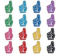 WADORN 16Pcs One Finger Salute Index Finger #1 Patches, Number One Funny Embroidered Patches Hand Symbol Iron Sew on Applique for DIY Sewing Cheerleading Sports Game Day Backpack Jeans Shoes Jackets