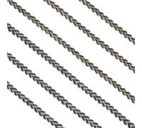 WADORN 17 Yards 2 Colors Woven Lace Trim Ribbons, 1/8 Inch Wide Tiny Gimp Braid Black Edging Trim Fabric Gold Silver Lace Woven Ribbon Fabric for DIY Sewing Craft Clothing Curtain Hat Bag, Black