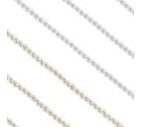 WADORN 17 Yards 2 Colors Woven Lace Trim Ribbons, 1/8 Inch Wide Tiny Gimp Braid White Edging Trim Fabric Gold Silver Lace Woven Ribbon Fabric for DIY Sewing Craft Clothing Curtain Hat Bag, White