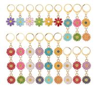 WADORN 18 Pairs 18 Styles Dangle Daisy Huggie Hoop Earring Flower Dangle Drop Earrings Small Cute Spring Daisy Hoop Earring Charm for Women Valentines Mother's Day Birthday Jewelry Gifts