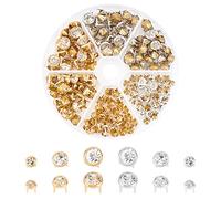 WADORN 180 Pack Rhinestone Rivets Studs, 3 Sizes Rhinestones Nailhead Spikes Spots Studs Metal Spikes Rivets 6/8/10mm Nailhead Studs Claw Beads Spikes Rivets for Leather Craft DIY Making