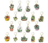 WADORN 18pcs 9 Styles Cat Enamel Stitch Markers for Crocheting and Knitting Cats Plant Theme Metal Enamel Crochet Markers Crochet Gifts DIY Ornament for Knitting Weaving Sewing Quilting Jewelry Making