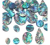 WADORN 18Pcs Natural Abalone Shell Cabochon, Loose Gemstone Flat Round/Oval/Teardrop Paua Shell Charms Colorful Paua Stone Conch Cabochon for DIY Crafts Bracelets Necklace Jewelry Making