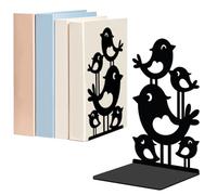 WADORN 1Pair Metal Decorative Book Ends, Cute Birds Modern Bookend Stopper for Shelves Non-Skid Book Holder for Heavy Books Unique Design Book Organizer for School Library Home Office Movies CDs File