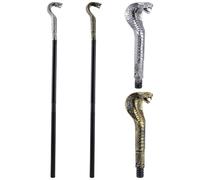 WADORN 2 Colors Cobra Pimp Cane, Egyptian Snake Head Staff Mystical Snake Handle Scepter Walking Magic Handle with 4Pcs Extension Rods for Halloween Cosplay Accessories Prop Dress Up Party