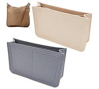 WADORN 2 Colors Felt Handbag Insert Organizer, Microfiber Tote Bag Organizer with Pockets Bag in Bag for Hermes Evelyne 29 Purse Insert Liner Interior Shaper Rectangle Compartments(Khaki, Grey)