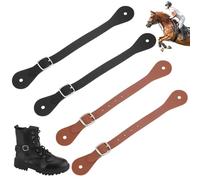 WADORN 2 Colors PU Leather Spur Straps, Adjustable Boot Straps Single Ply Spur Straps 6 Holes Western Men Women's Boots Accessories for Boots Equipment Rodeo Thigh High Boot Equestrian Supplies