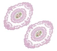WADORN 2 Pack Retro French Style Lace Placemats, 17.2x12.8 Inch Handmade Embroidered Table Mats Fashionable Flower Lace Cup Mats Farmhouse Placemat for Home Desk Wedding Decoration, Light Purple