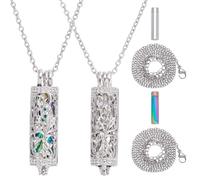WADORN 2 Pack Tree of Life Cylinder Urn Necklace, Cremation Jewelry Memorial Lockets Necklace for Ashes for Women Men Metal Memorial Keepsake Urn Pendant with Hollow Vial for Human Pet