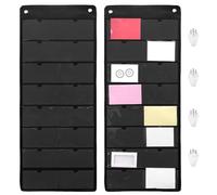 WADORN 2 Set Classroom Pocket Chart 37.4x13.2 In Black Wall File Organizer with 16 Slot Transparent Storage Pockets for Office Classroom Teaching Aids Letter Alphabet Card Schedule Homework Display