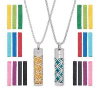 WADORN 2 Styles Essential Oil Diffuser Necklace, Aromatherapy Aroma Locket Pendant with 20Pcs Refill Pads Stainless Steel Scent Necklace Charms for Men Women Birthday Essential Oil Jewelry Gift