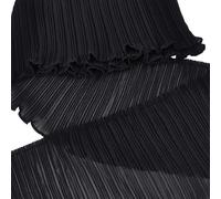 WADORN 2 Yards 6-7/8 Inch Wide Ruffled Pleated Lace Trims Chiffon Fabric, Elastic Ruffle Costume Collar Cuffs Lace Fabric Polyester Chiffon Trimmings Craft for DIY Sewing Wedding Home Decor, Black