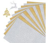 WADORN 20 Sheets 2 Colors EVA Foam Sheets with Glitter, 11.8x7.9 Inch Crafts Foam Sheets 1.5mm Thick Rectangle Handicraft Paper for Scrapbooking Gift DIY Cutter Card Party Decor,Christmas White Yellow