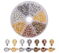 WADORN 210Pcs 7 Colors Tube Bail Beads for Jewelry Making, Gold Silver Links Column Bail Spacer Loose Beads Alloy Hanger Dangle Connector Charms for Pendant Bracelet Necklace Craft Accessories