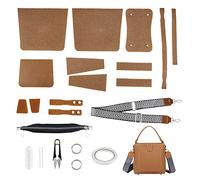 WADORN 23pcs DIY Leather Craft Bag Making Tool Kit, Knitting Crochet Bag Sewing Material Handmade Bucket Bag Purse Making Shoulder Bags All Accessories,20x12x19cm(Brown)