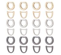 WADORN 24 Pack Multi-Purpose Metal D-Rings, 2 Styles Semi-Circular D Ring 1cm Horseshoe U Shape Dee Ring Key Holder Purse Ring Buckle Hardware for Hand DIY Leather Craft Keychain Accessories