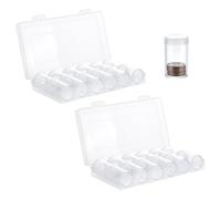 WADORN 24Pcs 30mm Round Plastic Coin Tubes with Box, Clear Plastic Penny Storage Case Organizer Box With Foam Gasket Coin Holders with Lid for Penny Cent Dime Collection Supplies