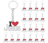WADORN 24Pcs Christian Keychains, Light Gold Christ Pendants Keyrings Pious Door Car Key Holders Inspirational Keychains Bulk Motivational Key Rings Spiritual for Christians Easter Supplication Gifts