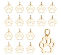 WADORN 24Pcs Stainless Steel Dog Paw Print Charm, Doggy Footprint Pendant Animal Pet Footprint Charms Cute Hollow Animal Shape Paw Charms for Jewelry Making DIY Necklace Handmade Decoration