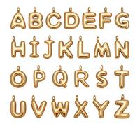 WADORN 26Pcs 18K Gold Plated A-Z Alphabet Letters Charms, Initial Letters Dangle Pendants with Loops Trendy Bubble Slide Glitter Alphabet Charms Bulk Jewelry Findings for DIY Bracelet Crafts