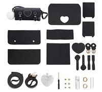 WADORN 28pcs DIY PU Leather Knitting Crochet Bag Making Kit, Leather Shoulder Bag Making Materials Purse Craft Sewing All Accessories Handmade Bag Cross Stitch Tool Set, 22x7x12cm, Black