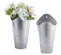 WADORN 2Pack Galvanized Metal Wall Planter, 12Inches Farmhouse Wall Vase Rustic Hanging Fake Tall Flowers Holder Tin Vases for Indoor Outdoor Artificial Greenery Country Home Bedroom Decor