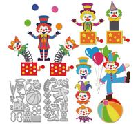 WADORN 2Pcs Circus Clown Metal Cutting Dies Cut Stencils, Clown Acrobatics Embossing Die Cuts Template for Cards Making Circus Performance Cutting Dies for DIY Scrapbooking Greeting Cards Album Craft