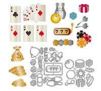 WADORN 2Pcs Poker Dice Dart Carbon Steel Cutting Dies Stencils, Bowling Money Pocket Pattern Metal Cut Die Stencils for DIY Scrapbooking Photo Album Decor Embossing Template for Greeting Card Making
