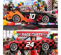 WADORN 2Pcs Racing Party Decorations Backdrop, 4.6x6.5Ft Race Cars Theme Banner Backdrops Cool Car Photo Booth Prop Racing Photography Background for Birthday Party Home Decors Supplies