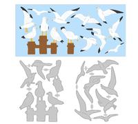 WADORN 2Pcs Seagulls Birds Cutting Dies Cut Stencils, Seabird Embossed Die Cuts Template for Scrapbooking Making Arts Craft Metal Die Cuts for Handmade DIY Photo Album Christmas Paper Card Craft Decor