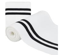 WADORN 2Pcs Striped Rib Knit Fabric, Soft Cotton Elastic Ribbing Fabric Black White Striped Fabric for DIY Sewing Trim Collars Waistbands Neckband Leg Arms Sportswear Cuffs Extension, 40x5.6Inch