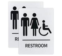 WADORN 2Pcs Unisex Braille Restroom Sign, ADA Compliant Restroom Signs Business Acrylic Bathroom Signs with Double Sided Tape Men and Women Bathroom Sign for Offices Restaurants Toilet Washroom