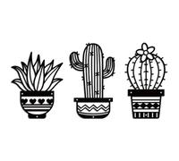WADORN 3 Styles Cactus Metal Wall Art Decor, Natural Plant Rustic Silhouette Sculpture Wall Art Black Modern Minimalist Plant Hanging Home Decor for Home Living Room Bathroom Bedroom Restroom Kitchen