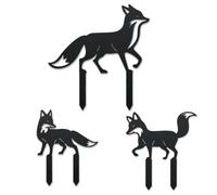 WADORN 3 Styles Fox Metal Decorative Garden Stakes, Funny Fox Family Metal Outdoor Statues Animals Black Silhouette Ornament Gifts Cute Animals Outdoor Decor for Garden Backyard Patio Lawn Walkways