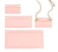 WADORN 3 Styles Purse Felt Insert Organizer, Women Pouchette Wallet Conversion Kit Mini Envelope Bag Liner with Grommets Eyelets Clutch Conversion Insert for YSL Uptown Pouchette, Pink