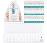 WADORN 30 Sets Travel Turtle Keychain, Positive Inspirational Small Turtle Keychain Bulk Good Luck Little Tortoise Keychains Set Sea Tortoise Pendant Decor with Paper Card Organza Bag for Friend Gift