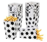 WADORN 30Pcs Party Popcorn Boxes Mini Paper Popcorn Candy Containers Football Pattern Snack Bags Square Open-Top Paper Popcorns Buckets for Sports Events Game Day Celebration Movie Nigh Cinema