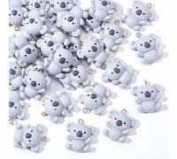 WADORN 30Pcs Resin Koala Charms, Mini Cute Bear Charms Grey Flatback Lucky Cartoon Zoo Animal Pendants Bulk Jewelry Making Charm Accessories for DIY Keychain Necklace Bracelet Earrings