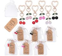 WADORN 30Set Cherry Keychain Party Favor, 6Colors Cherry Keychains Bulk Alloy Keyring ChBranch Accessories with Thank You Tags Bag for Guest Baptism Bridal Shower Valentine Wedding Birthday Party Gift