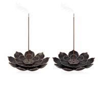 WADORN 32Pcs Lotus Incense Holder, 2 Colors Alloy Incense Burner with 6 Holes Cone Burner Ash Catcher with Incense Stick Tray for Home Fragrance Yoga Sauna Meditation SPA Bedroom Decor