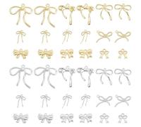 WADORN 36Pcs 18 Colors Bowknot Charms, Golden Platinum Bow Metal Charms for Jewelry Making Bulk Mini 3D Bow Tie Dangle Pendants Ornaments for DIY Resin Casting Bracelets Earrings Necklaces Keychain