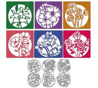 WADORN 3Pcs Assorted Flower Cutting Dies, Floral Pattern Circle Frame Background Metal Cutting Dies Stencils Roses Daisies Daffodils Embossing Stencil Cutting Set for DIY Scrapbooking Paper Card