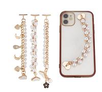 WADORN 3Pcs Beaded Cell Phone Chain Charms, Pearl Decoration Lanyard Heart Moon Charm Strap Crystal Rhinestone Diamond Gold Universal Mobile Finger for Women (AJEW-WR0001-42-US29)