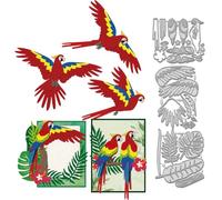 WADORN 3Pcs Parrot Bird Flower Metal Cutting Dies Stencils, Bird Animals Carbon Steel Cutting Die Set for DIY Scrapbooking Making Parrot Animals Embossing Template for Photo Album Paper Card