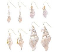 WADORN 4 Pairs Conch Shape Dangle Earrings, Seashell Conch Pearl Dangling Earrings Boho Beach Jewelry Dangle Drop Earring Ocean Vacation Theme Decors for Woman Jewelry Making DIY Crafts