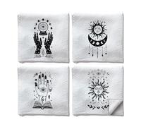 WADORN 4 Styles Halloween Gothic Divination Hand Towels, Funny Witchy Tarot Moon Phases Sun Decorative Dish Towels Soft Absorbent Kitchen Dish Cloths for Cooking Baking Housewarming Gift, 23.6x15.7