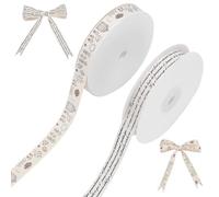 WADORN 40 Yards 2 Styles Cartoon Printed Cotton Ribbon, 5/8 Inch Vintage Word Handmade Printed Ribbons DIY Gift Craft Trim Fabric for DIY Sewing Clothes Garment Wreath Flower Bouquet Bows Wrapping